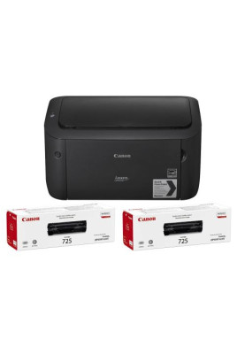 Принтер лазерний ч/б A4 Canon LBP-6030B, Black + два картриджі Canon 725, 600x600 dpi, до 18 стор/хв, USB, картридж Canon 725 (8468B042)