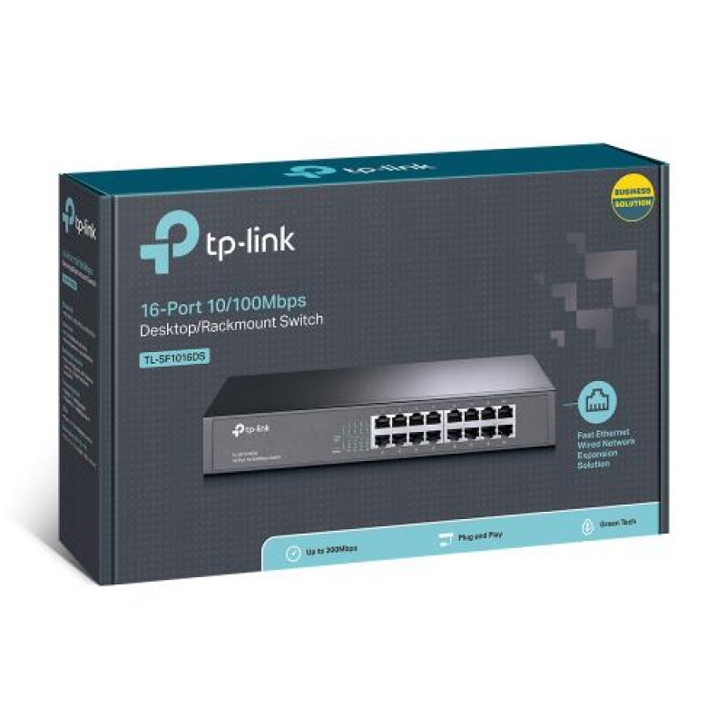 Комутатор TP-LINK TL-SF1016DS 16xFE, некерований, стійковий