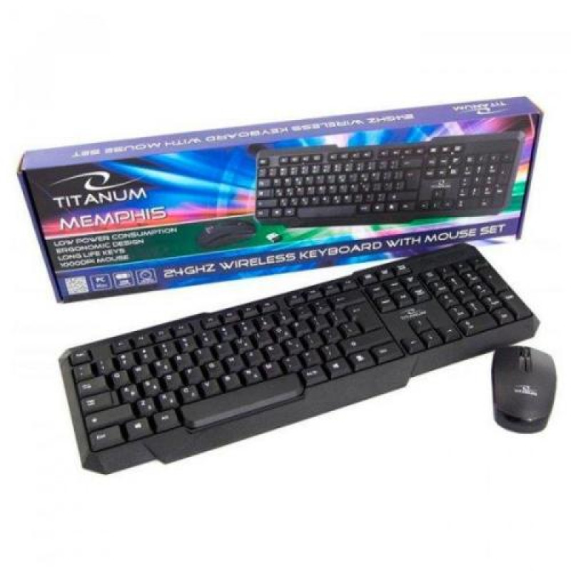 Комплект бездротовий Esperanza TK108UA, Black, USB (клавіатура+миша)