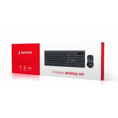 Комплект бездротовий Gembird KBS-WM-03-UA, Black (клавіатура+миша)