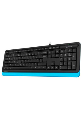 Клавіатура A4Tech FK10 "Fstyler", Black/Blue, USB, 12 мультимедійних кнопок, захист від бризок, 1.5 м, UA/RU/US