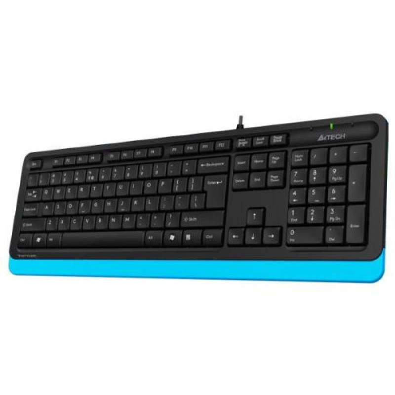 Клавіатура A4Tech FK10 "Fstyler", Black/Blue, USB, 12 мультимедійних кнопок, захист від бризок, 1.5 м, UA/RU/US