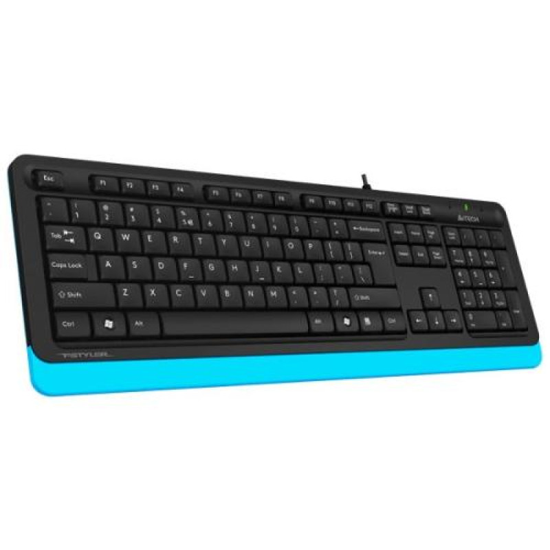 Клавіатура A4Tech FK10 "Fstyler", Black/Blue, USB, 12 мультимедійних кнопок, захист від бризок, 1.5 м, UA/RU/US