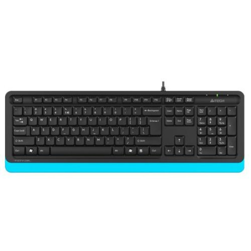 Клавіатура A4Tech FK10 "Fstyler", Black/Blue, USB, 12 мультимедійних кнопок, захист від бризок, 1.5 м, UA/RU/US