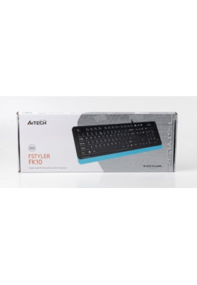 Клавіатура A4Tech FK10 "Fstyler", Black/Blue, USB, 12 мультимедійних кнопок, захист від бризок, 1.5 м, UA/RU/US