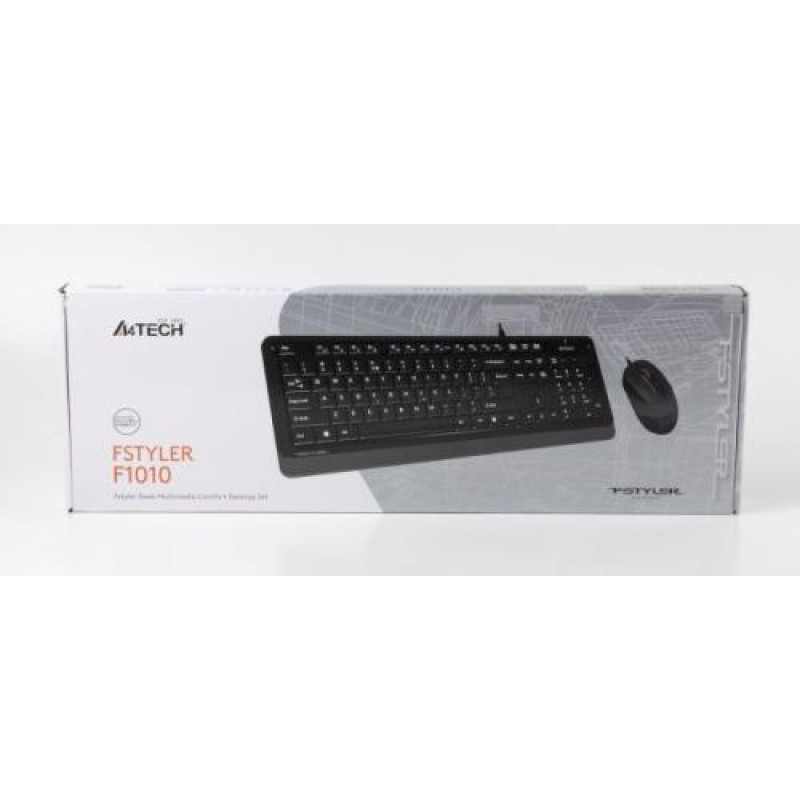 Комплект A4Tech Fstyler Sleek Multimedia Comfort F1010, Black/Grey, клавіатура+миша, USB