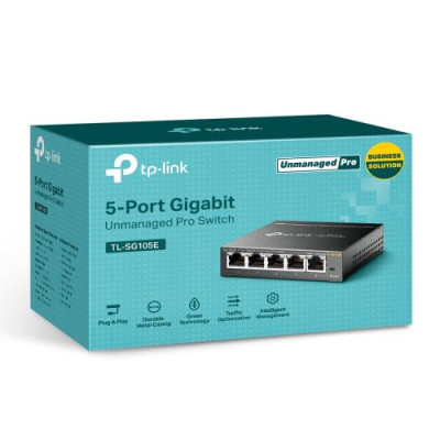 Комутатор TP-LINK TL-SG105E, 5x100/1000 Mb/s, металевий корпус, керований
