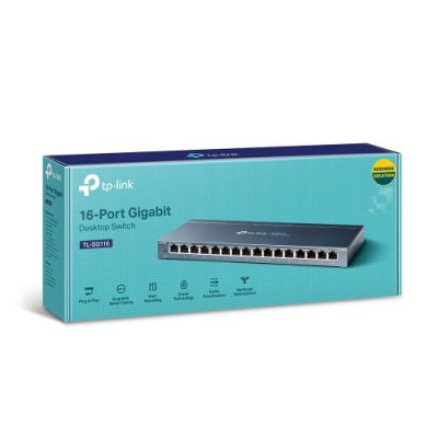 Комутатор TP-LINK TL-SG116, 16x100/1000 Mb/s, металевий корпус, некерований