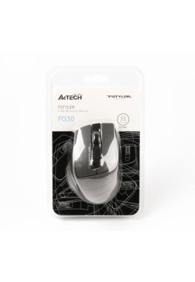 Миша A4Tech Fstyler FG30 2000dpi Black+Grey, USB, Wireless