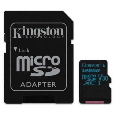 Карта пам'яті microSDXC, 128Gb, Kingston Canvas Select Plus, Class10 UHS-I U1 V10 А1, SD адаптер, до 100 МБ/с (SDCS2/128GB)
