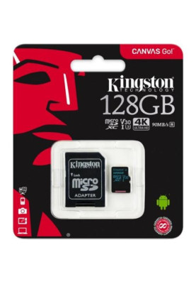 Карта пам'яті microSDXC, 128Gb, Kingston Canvas Select Plus, Class10 UHS-I U1 V10 А1, SD адаптер, до 100 МБ/с (SDCS2/128GB)