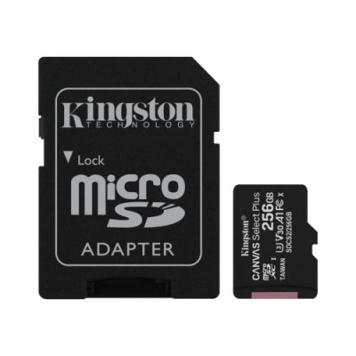 Карта пам'яті microSDXC, 256Gb, Kingston Canvas Select Plus, Class10 UHS-I U3 V30 A1, адаптер SD, до 100/85 МБ/с (SDCS2/256GB)