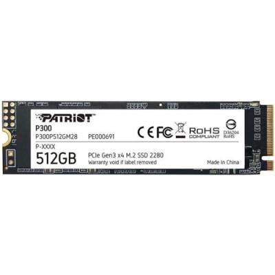 Твердотільний накопичувач SSD 512Gb, Patriot P300, PCI-E 3.0 x4, M.2 2280, 3D TLC, 1700/1100 МБ/с (P300P512GM28)