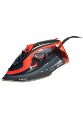 Праска Holmer HIC-2538, Black/Red, 2500W, кераміка, паровий удар 130 г/хв, постійна подача пари 30 г/хв, вертикальне відпарювання, очищення від накипу (HIC-2538)