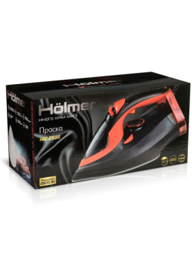 Праска Holmer HIC-2538, Black/Red, 2500W, кераміка, паровий удар 130 г/хв, постійна подача пари 30 г/хв, вертикальне відпарювання, очищення від накипу (HIC-2538)