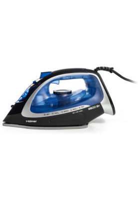 Праска Holmer HIC-2640, Blue/Black, 2600W, кераміка, паровий удар 140 г/хв, постійна подача пари 40 г/хв, вертикальне відпарювання, очищення від накипу