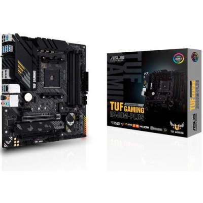 Мат.плата AM4 (B550) Asus TUF GAMING B550M-PLUS, B550, 4xDDR4, CrossFire, Int.Video(CPU), 4xSATA3, 2xM.2, 1xPCI-E 16x 4.0, 1xPCI-E 1 3.0, ALC S1200A, RTL8125B, 8xUSB3.2/6xUSB2.0, HDMI/DP, MicroATX