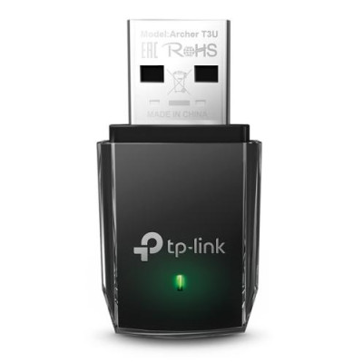 Сітковий адаптер USB TP-LINK Archer T3U, Black, 5GHz/2.4GHz, AC1300 (867/400 Мбіт/с), USB 3.0, мініатюрний розмір, MU-MIMO