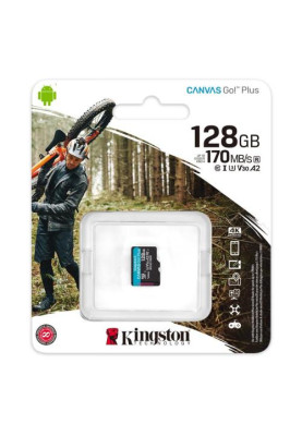 Карта пам'яті microSDXC, 128Gb, Kingston Canvas Go! Plus, Class 10 UHS-I U3 V30 A2, без адаптера, до 170/90 МБ/с (SDCG3/128GBSP)