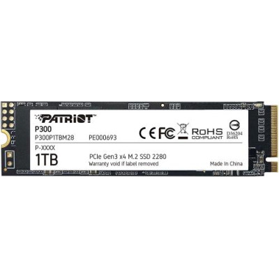 Твердотільний накопичувач SSD 1Tb, Patriot P300, PCI-E 3.0 x4, M.2 2280, 3D TLC, 2100/1650 МБ/с (P300P1TBM28)