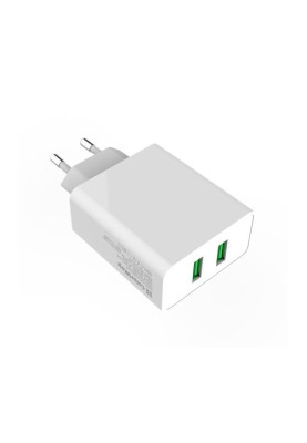 Мережевий зарядний пристрій ColorWay, White, 36 Вт, 2xUSB (QC3.0), Auto ID (CW-CHS017Q-WT)