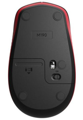 Миша Logitech M190, Red/Black, USB, бездротова, оптична, 1000 dpi, 3 кнопки, 1xAA (910-005908)