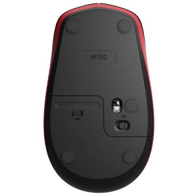 Миша Logitech M190, Red/Black, USB, бездротова, оптична, 1000 dpi, 3 кнопки, 1xAA (910-005908)