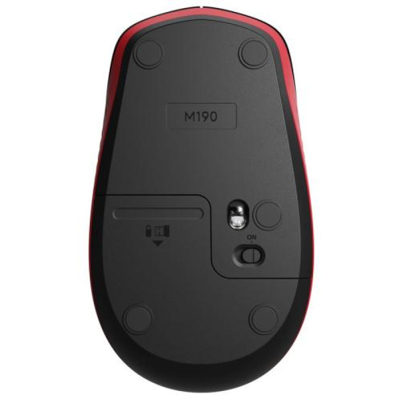 Миша Logitech M190, Red/Black, USB, бездротова, оптична, 1000 dpi, 3 кнопки, 1xAA (910-005908)