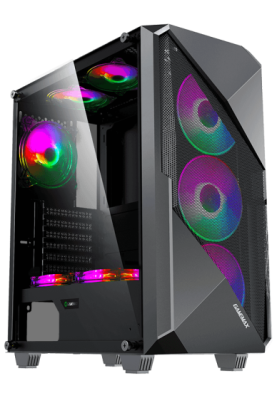 Корпус GameMax Revolt Black, без БЖ, Mid Tower, ATX / Micro ATX / Mini ITX, 1хUSB 3.1, 1хUSB 2.0, 4x120 мм LED, 421x210x460 мм, 0.5 мм, 5.5 кг