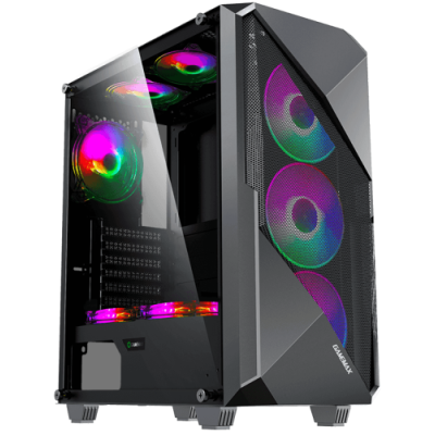 Корпус GameMax Revolt Black, без БЖ, Mid Tower, ATX / Micro ATX / Mini ITX, 1хUSB 3.1, 1хUSB 2.0, 4x120 мм LED, 421x210x460 мм, 0.5 мм, 5.5 кг