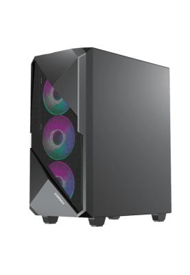 Корпус GameMax Revolt Black, без БЖ, Mid Tower, ATX / Micro ATX / Mini ITX, 1хUSB 3.1, 1хUSB 2.0, 4x120 мм LED, 421x210x460 мм, 0.5 мм, 5.5 кг