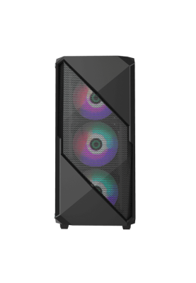 Корпус GameMax Revolt Black, без БЖ, Mid Tower, ATX / Micro ATX / Mini ITX, 1хUSB 3.1, 1хUSB 2.0, 4x120 мм LED, 421x210x460 мм, 0.5 мм, 5.5 кг
