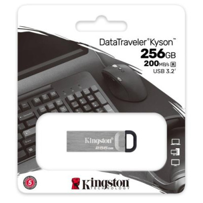 Флеш накопичувач USB 256Gb Kingston DataTraveler Kyson, Silver, USB 3.2 Gen 1, до 200/60 МБ/с (DTKN/256GB)
