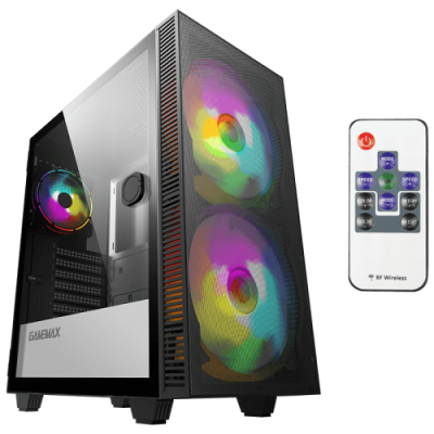 Корпус GameMax Aero Black, без БЖ, Mid Tower, ATX / Micro ATX / Mini ITX, 1хUSB 3.0, 1хUSB 2.0, 1x120 мм ARGB Fan, 2x200 мм ARGB Fan, 360x210x440 мм, 0.5 мм, 5.5 кг