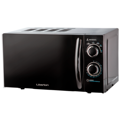 Мікрохвильова печ Liberton LMW-2081M Black, 700W, 20 л, звичайна, 6 рівнів потужності, керування механічне, ЗАХИСНА КРИШКА У ПОДАРУНОК