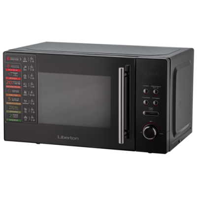 Мікрохвильова печь Liberton LMW-2084E Black, 700W, 20 л, звичайна, 5 рівнів потужності, управління цифрове, дисплей