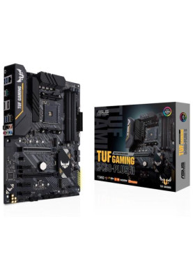 Мат.плата AM4 (B450) Asus TUF GAMING B450-PLUS II, B450, 4xDDR4, CrossFire, Int.Video(CPU), 6xSATA3, 2xM.2, 1xPCI-E 16x 3.0, 1xPCI-E 16x 2.0, 3xPCI-E 1x 2.0, ALC S1200A, L8200A, 8xUSB3.2/4xUSB2.0, HDMI/DP, ATX