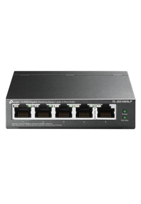 Комутатор TP-LINK TL-SG1005LP, 5x100/1000 Mb/s, автоматичне визначення MDI/MDIX, металевий корпус, керований