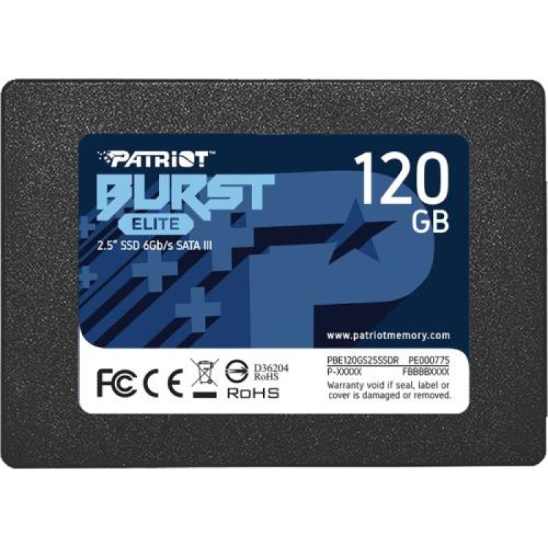 Твердотільний накопичувач SSD 120Gb, Patriot Burst Elite, SATA3, 2.5", 3D TLC, 450/320 МБ/с (PBE120GS25SSDR)