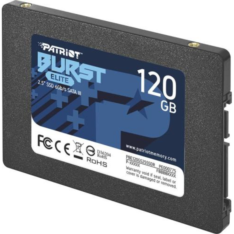 Твердотільний накопичувач SSD 120Gb, Patriot Burst Elite, SATA3, 2.5", 3D TLC, 450/320 МБ/с (PBE120GS25SSDR)