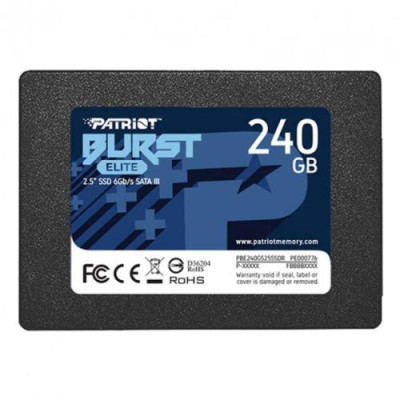 Твердотільний накопичувач SSD 240Gb, Patriot Burst Elite, SATA3, 2.5", 3D TLC, 450/320 МБ/с (PBE240GS25SSDR)
