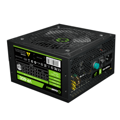 Блок живлення 600 Вт, GameMax VP-600, Black, 80+ Bronze, Active PFC, 12 см, 3xMolex / 5xSATA / 2x2+6-pin / 1x4+4-pin / 1x20+4-pin, захист OVP / UVP / OCP / OLP / OPP / SCP