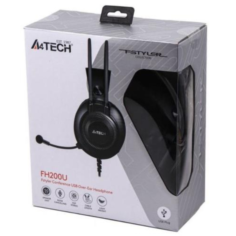 Навушники A4Tech Fstyler FH200U, Grey, мікрофон, USB, накладні, кабель 2 м