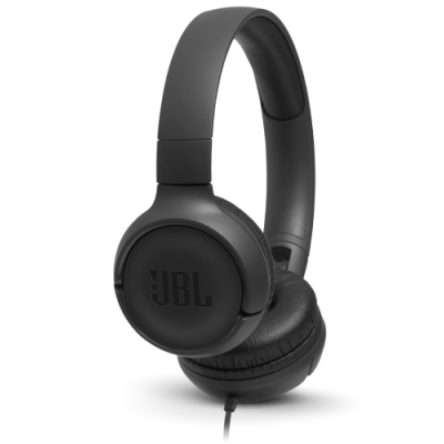 Навушники JBL Tune 500, Black, 3.5 мм, мікрофон, однокнопковий пульт керування, технологія "Pure Bass", складний дизайн, підтримка Siri та Google Now (JBLT500BLK)