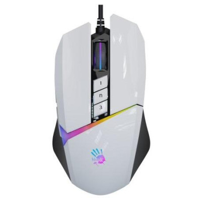 Миша Bloody W60 Max, Panda White, USB, оптична (сенсор MAX BC3332-A), 100-10000 dpi, RGB підсвічування (5 профілів), 10 кнопок, ніжки X'Glide, 1.8 м