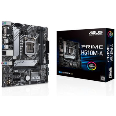 Мат.плата 1200 (H510) Asus PRIME H510M-A, H510, 2xDDR4, Int.Video(CPU), 4xSATA3, 1xM.2, 1xPCI-E 16x 4.0, 2xPCI-E 1x 3.0, ALC8 4xUSB3.2/8xUSB2.0, VGA/HDMI/DP, MicroATX