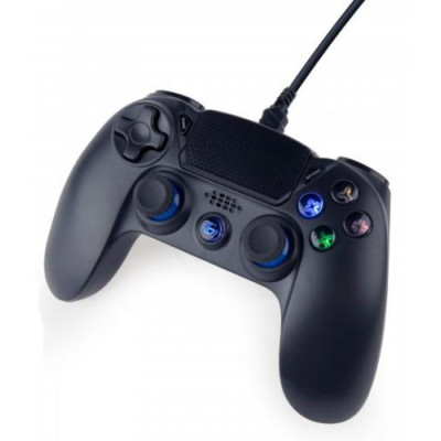 Геймпад Gembird JPD-PS4U-01, Black, USB, для ПК / PlayStation 4, подвійна вібрація, аудіогніздо для гарнітури, LED підсвічування кнопок, 3 м