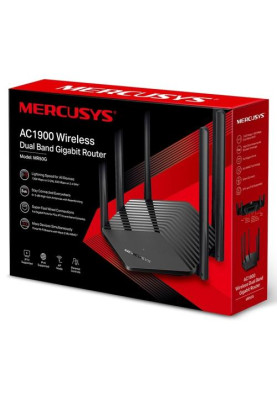Роутер Mercusys MR50G Wi-Fi 802.11b/g/n/aс, 1900Mb, 2 LAN 10/100/1000Mb, режим точки доступу, швидке налаштування безпеки