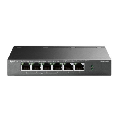 Комутатор TP-LINK TL-SF1006P, Black, 6-портовий, 10/100 Мбіт/с, 4xPoE+, IEEE 802.3af/at