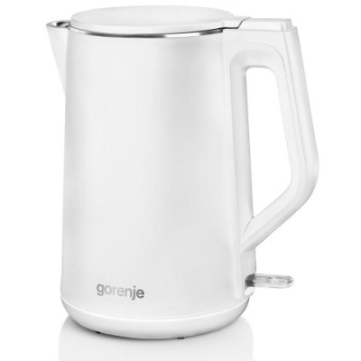 Електрочайник Gorenje K15DWW, White, 2200W, 1.5 л, індикатор рівня води, дисковий, метал